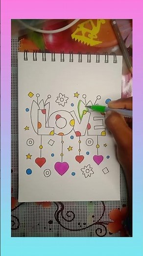 Adorable Love Word Drawing! 💝 Drawing LOVE Word in Lovely Way (Easy Step-by-Step Tutorial) #easyart