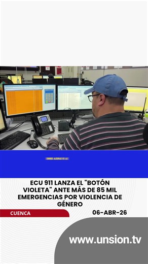 🚨 #Atención | Con más de 85 mil emergencias atendidas por casos de violencia intrafamiliar entre 2025 y lo que va de 2026, el ECU 911 implementa la aplicación móvil gratuita “Botón Violeta”. Esta herramienta busca brindar auxilio inmediato a mujeres en situación de riesgo y está dirigida a quienes cuentan con una boleta de auxilio. La plataforma ya alcanza un 90% de operatividad a nivel nacional, incluyendo la provincia del Azuay. #Cuenca #Azuay #Ecuador #Seguridad #BotónVioleta #UnsionNoticias