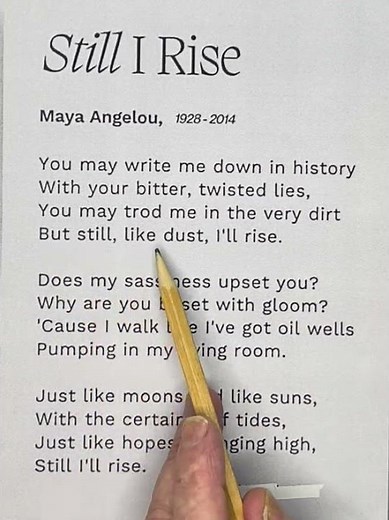 Still, I rise a poem by Maya Angelou