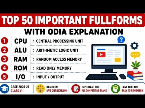 Class VI Computer | Top 50 Important Full Forms | Basics of Computer | 2026-27