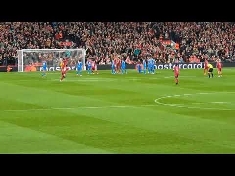 Andy Robertson scores a brilliant backheel goal vs Atlético Madrid 😉 fans sing the Robbo song 🔴