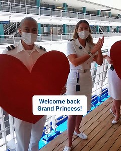 Isn't it grand? After 16 months, Grand Princess welcomes her first guests back onboard and sets sail for new adventures! 🎉 #WelcomeBackPrincess | Princess Cruises