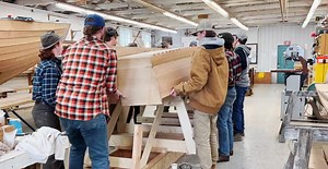 And that's how a boat is born. The Atkins Sprite pops off the mold and gets flipped over so students can begin working on the interior. | Northwest School of Wooden Boatbuilding