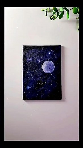 Easy Galaxy Moon Painting 🌌🌕 #shorts