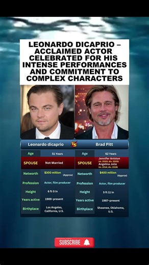 📍 Leonardo DiCaprio vs Brad Pitt comparison#shorts