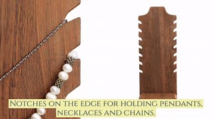 MOOCA 2 Pcs Lightweight Wooden Necklace Display Stand - Freestanding Easel Holder for Multiple Necklaces, Brown Color