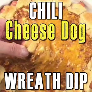 351K views · 349 reactions | Chili Cheese Dog Wreath Dip! Show-stopping appetizer for New Year's Eve, a party or Super Bowl! https://wishesndishes.com/chili-cheese-dog-wreath-dip/ | Wishes and Dishes | Facebook