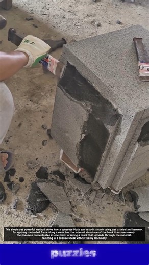 Wow, Crazy Easy Way to Split Concrete Block Cleanly! 😱⚒️