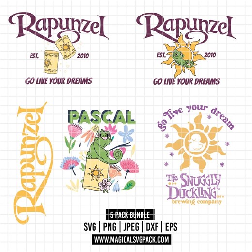 5420 - Tangled Quotes Pack Bundle Dtf Full Color Svg, Eps, Png, Dxf, Jpeg (floating Lanterns - Pascal - Logo - Rapunzel - Snuggly Duckling) - Etsy