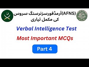 AFNS Test Preparation 2024 | Verbal Intelligence Test Part 4 | AFNS Guideline
