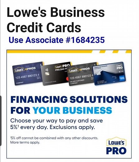 Build your Small Business Credit with the Lowes American Express card, use it anywhere Amex is accep