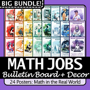 Math Jobs Posters : Exploring Math involved in Careers | 24 Poster Set for Decor