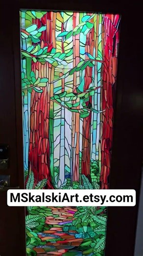 Interior versus exterior view of our stained glass window film.
