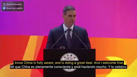 Spain PM Pedro Sanchez in Beijing: embraces Xi's "win-win" framing, rejects zero-sum, declares multipolarity "already a reality." Calls on China to enforce international law in Lebanon, Gaza, the West Bank, Ukraine. "The US has decided to withdraw." Spain picks a side.