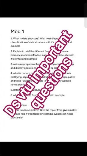 datastructure important questions vtu || BCS304