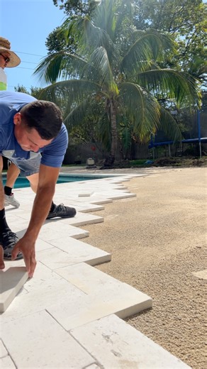 The Pavers Guy on Instagram: "Ivory in 6 x 9 getting installed at a pool deck in Pinecrest Fl #travertine #pavers #brickpavers #driveway #pooldeck #travertinepavers #paver #backyard #pooldesign"