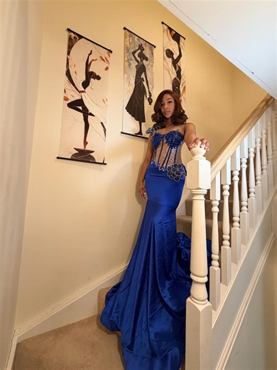 Royal Blue 3D Appliqué Prom Dress, Sparkly Evening Gown, Luxury Shimmer Reception Dress, Custom Made Formal Dress 2026 - Etsy