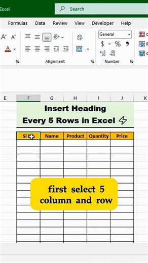 Insert the heading row in excel.#excel #exceltips #excelformula #exceltutorial #computerknowledge