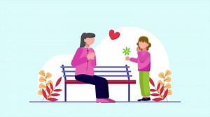 Animated Mother and daughter concept. Full length animation illustration. High quality 4k footage