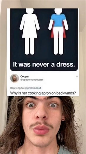 Why is her cooking apron on backwards?