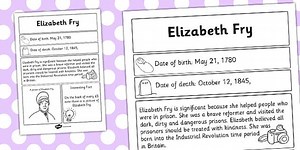 Elizabeth Fry Fact File