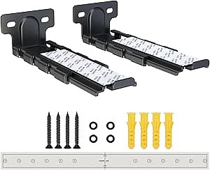Soundbar Mount | Works with All Soundbar Including Samsung, Sony, Vizio, LG, & More | Depth Adjustable Sound Bar Mounts Under TV Bracket (Black: V02)