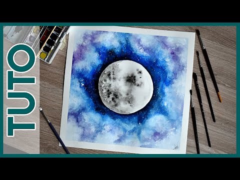 [Tutorial 34] EASY Full Moon in Watercolor! - Close To Art