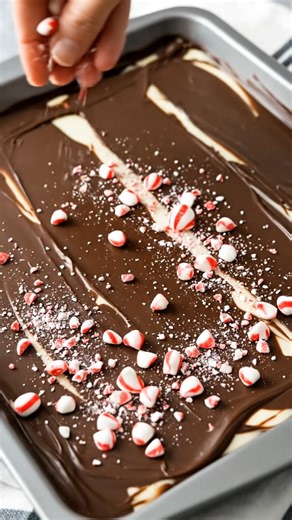 Easy Peppermint Bark | A Classic 3-Ingredient Holiday Candy Everyone Loves This is one of those treats I make every single December without fail. I can still remember spreading it out on wax paper at the kitchen table, the whole house smelling like chocolate and peppermint—it never gets old. 🤍 Ingredients: 12 ounces semi-sweet chocolate 12 ounces white chocolate ½ cup crushed peppermint candies Instructions: 1. Line a baking sheet with parchment paper and set it aside. 2. Melt the semi-sweet ch