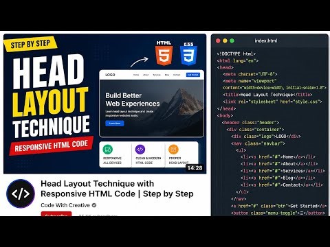 Head Layout Technique Tutorial | Responsive HTML CSS Design 2026 ✨web design class 15