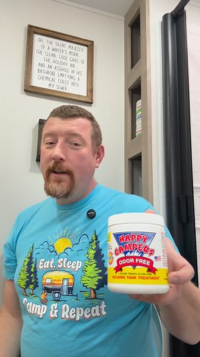 Staying a happy camper with Happy Campers Holding Tank Treatment because even wanderers appreciate a fresh throne 🚽 #thewanderingbees #rvlife | The Wandering Bees