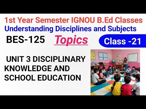 BES-125 Understanding Discipline & Subjects | UNIT 3 DISCIPLINARY\rKNOWLEDGE AND\rSCHOOL EDUCATION
