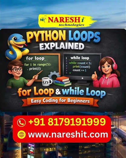 Best Python Loops Explained: The for loop & the while loop easy coding for beginners | AI jobs 2026.