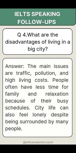 IELTS Speaking Part 3 | Big City Life (Part 2) | Band 8 Sample Answers