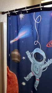 Khelo - Kids Shower Curtain - Outer Space Astronaut - for Boys, Kids - Waterproof Polyester Fabric, Anti Wrinkle, Quick Dry Bathroom Shower Curtain with 12 Hooks, 72x72 inch Outer Space Bathroom Décor