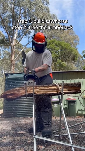 Teddy Wilder on Instagram: "My woodcutting therapy in full effect. It feels satisfying as heck to process a fallen tree and turn it into firewood for a future winter 💪 This is NOT a sponsored post but shout outs to @stihl_au for my beloved chainsaw + PPE and @bunnings for the cutting stand #stihl #bunnings #lumberjackish"