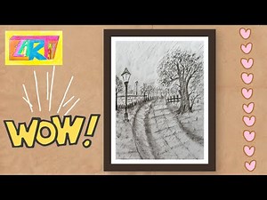Pencil Drawing Rainy Nature with Easy Ways Step by Step | How to Draw Rainy Scenery for Beginners