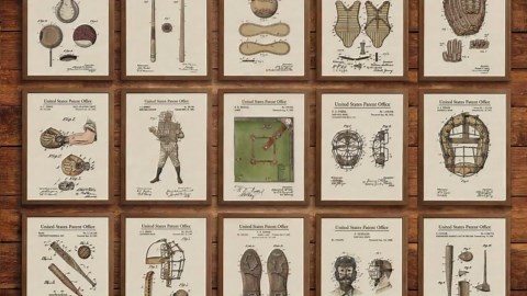Baseball Colored Patent Prints Set of 15, Vintage Baseball Wall Art, Baseball Patent Posters, Sports Decor, Man Cave Art, Instant Download - Etsy