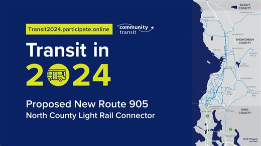 3 comments | Community Transit proposes Route 905, which would provide all-day service, north & south, between @CityofStanwood and Sound Transit light rail at Lynnwood Transit Center. Watch the video below to learn more & then tell us what you think by taking our survey https://transit2024.participate.online by May 31. | Community Transit | Facebook
