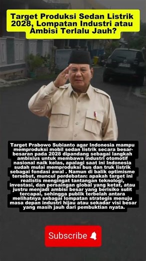 Prabowo Targetkan Indonesia Produksi Sedan Listrik 2028!