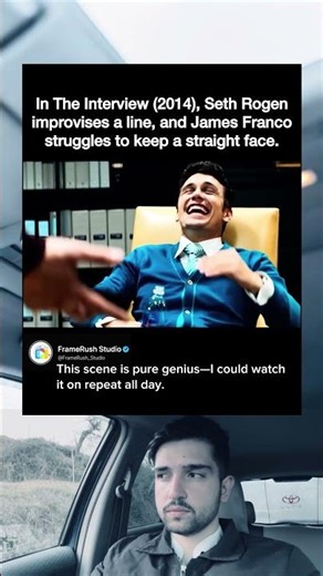 In The Interview (2014), Seth Rogen improvises a line, and James Franco struggles to keep a