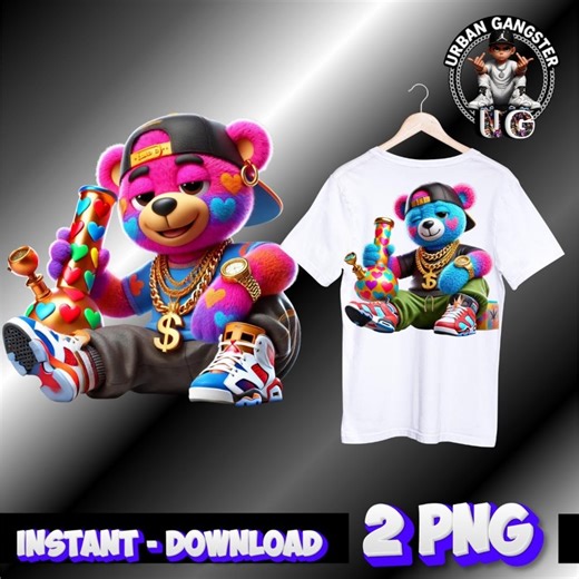 Gangster Hiphop Style Teddy Bear | Urban Trap Designs | Fantasy Fan Art | Pop Culture Design | Instant Digital Download | Sublimation | PNG - Etsy UK