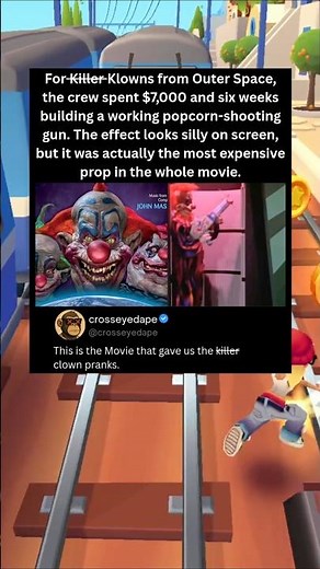 For Killer Klowns from Outer Space, the crew spent $7,000 and weeks building a working popcorn-gun.