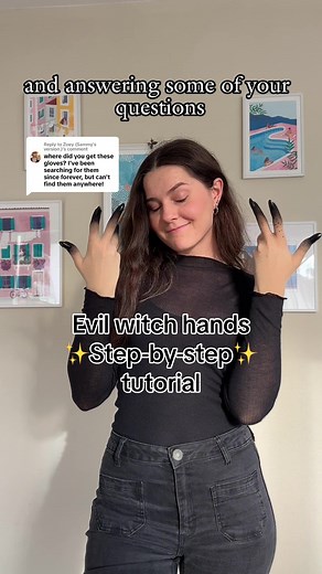 Replying to @Zoey (Sammy's version.) I hope this answers most of the questions in the comments 🙂 evil witch is such an easy and quick halloween costume idea! These hands take literally 15 minutes time to make 🧙‍♀️#halloweencostumeideas #halloweendiy #witchcosplay #witchcostume #agathaharkness #agathaharknesscosplay #scarletwitch