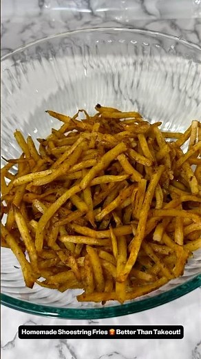 Homemade shoestring French fries that are better than a restaurant #cooking #fries #delicious #fypp