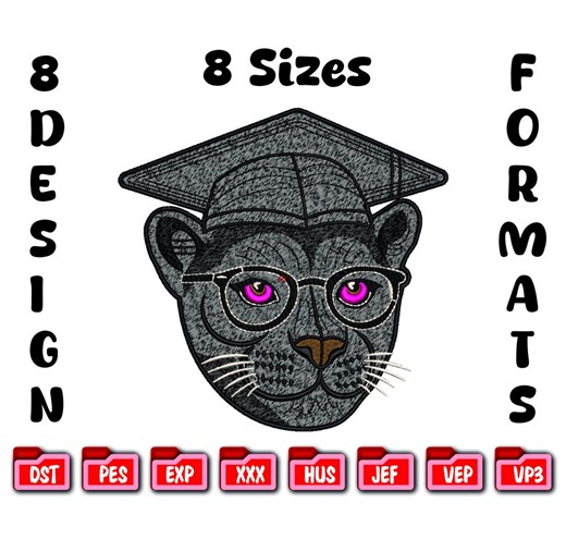 Graduation Panther Embroidery Design, Class of 2026 Mascot File - Etsy