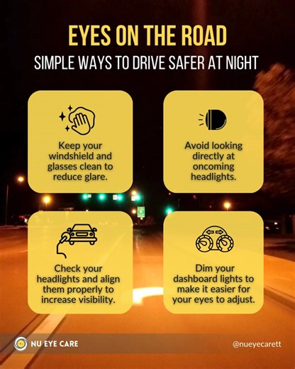 Driving at night challenges the eyes in several ways, making it harder to see clearly and react quickly. Reduced contrast, glare from headlights, and eye fatigue all play a part. Uncorrected vision problems can further affect depth perception and slow your response time. That’s why it’s essential to keep up with regular eye exams as they help detect conditions like cataracts, dry eyes, or prescription changes that can impact night vision. Have any questions for our Team? Call/WhatsApp 298-6668. 