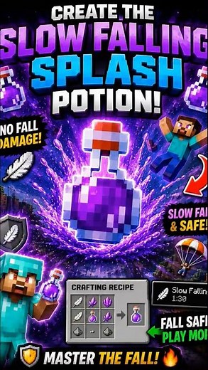 How to Make a Splash Potion of Slow Falling in Minecraft! 🪶🔥 #minecrafttutorial #minecrafttips