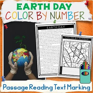 Earth Day Color by Number - Coloring by Code Ecology Reading Passage Tasks