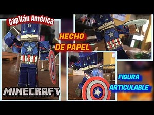 Como hacer al CAPITÁN AMÉRICA papercraft Minecraft figura articulable (Con su escudo)