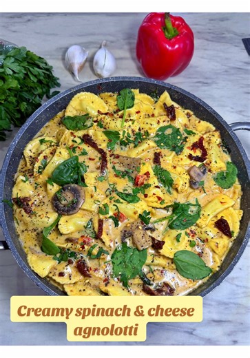 Creamy Spinach and Cheese Agnolotti Recipe